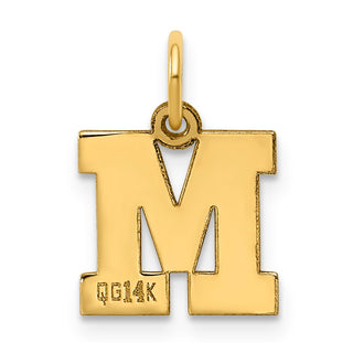 14k Yellow Gold Small Block Initial M Charm