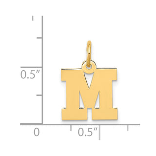 14k Yellow Gold Small Block Initial M Charm