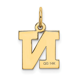14k Yellow Gold Small Block Initial N Charm