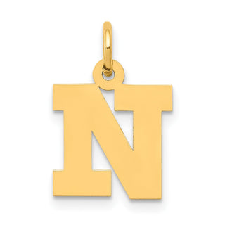14k Yellow Gold Small Block Initial N Charm