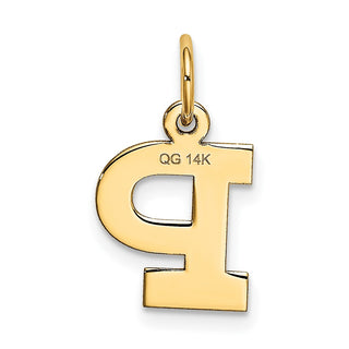 14k Yellow Gold Small Block Initial P Charm