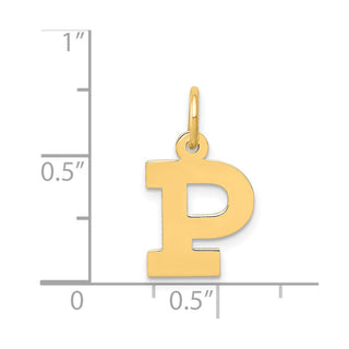 14k Yellow Gold Small Block Initial P Charm