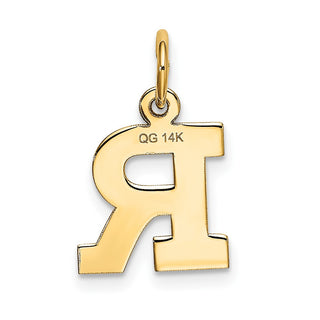 14k Yellow Gold Small Block Initial R Charm