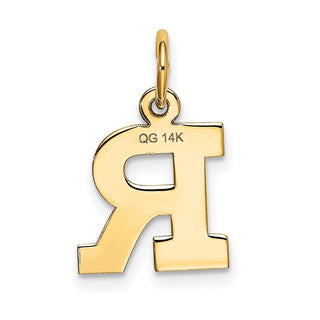 14k Yellow Gold Small Block Initial R Charm