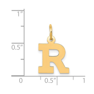 14k Yellow Gold Small Block Initial R Charm