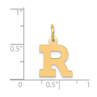 14k Yellow Gold Small Block Initial R Charm