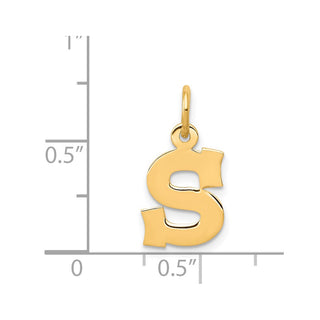 14k Yellow Gold Small Block Initial S Charm