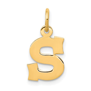14k Yellow Gold Small Block Initial S Charm