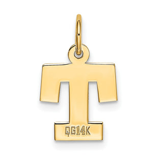 14k Yellow Gold Small Block Initial T Charm