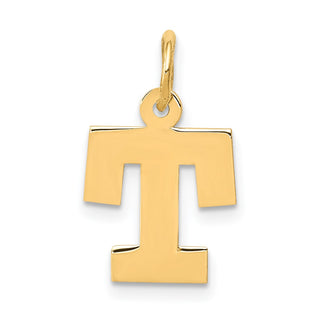 14k Yellow Gold Small Block Initial T Charm