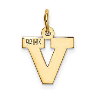 14k Yellow Gold Small Block Initial V Charm