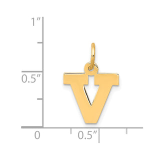 14k Yellow Gold Small Block Initial V Charm