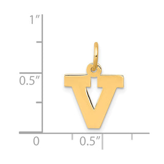 14k Yellow Gold Small Block Initial V Charm