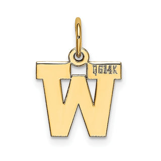 14k Yellow Gold Small Block Initial W Charm