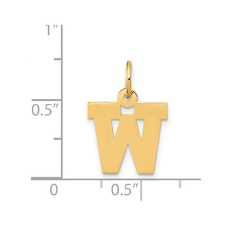 14k Yellow Gold Small Block Initial W Charm