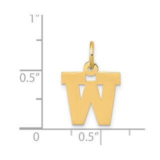 14k Yellow Gold Small Block Initial W Charm