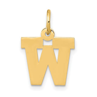 14k Yellow Gold Small Block Initial W Charm
