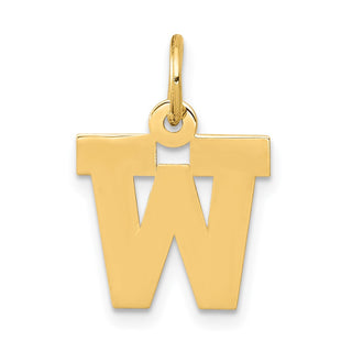14k Yellow Gold Small Block Initial W Charm