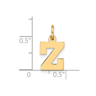 14K Yellow Gold Small Block Initial Z Charm