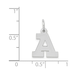 14K White Gold Small Block Initial A Charm