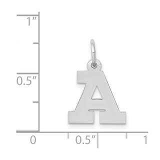 14K White Gold Small Block Initial A Charm