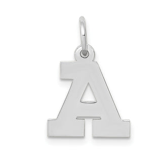 14K White Gold Small Block Initial A Charm
