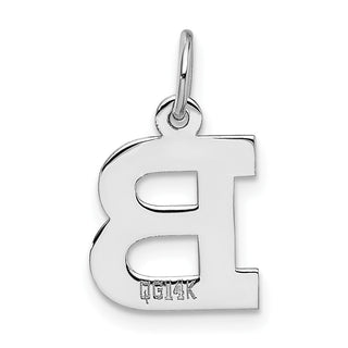 14K White Gold Small Block Initial B Charm