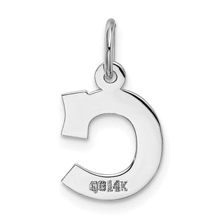 14K White Gold Small Block Initial C Charm
