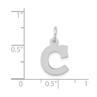 14K White Gold Small Block Initial C Charm