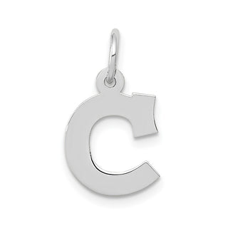 14K White Gold Small Block Initial C Charm