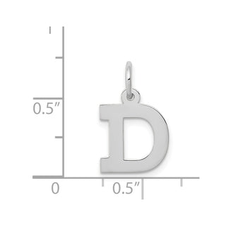 14K White Gold Small Block Initial D Charm