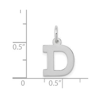 14K White Gold Small Block Initial D Charm