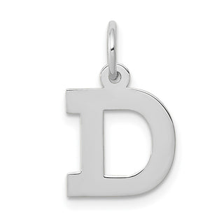 14K White Gold Small Block Initial D Charm