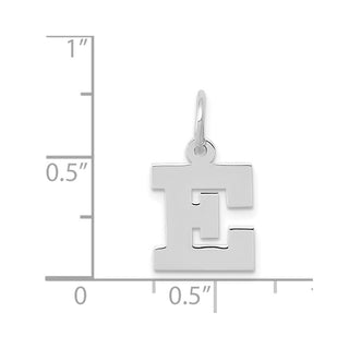 14K White Gold Small Block Initial E Charm