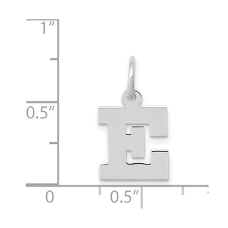 14K White Gold Small Block Initial E Charm
