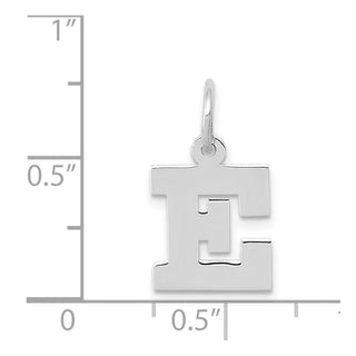 14K White Gold Small Block Initial E Charm