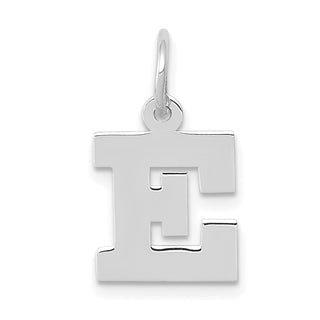 14K White Gold Small Block Initial E Charm