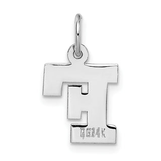 14K White Gold Small Block Initial F Charm
