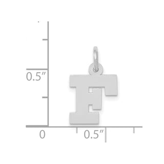 14K White Gold Small Block Initial F Charm