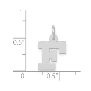 14K White Gold Small Block Initial F Charm