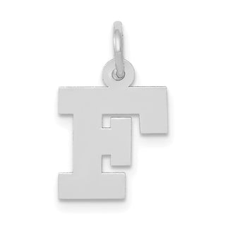 14K White Gold Small Block Initial F Charm