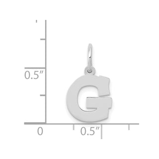 14K White Gold Small Block Initial G Charm