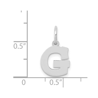 14K White Gold Small Block Initial G Charm