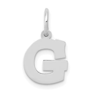 14K White Gold Small Block Initial G Charm