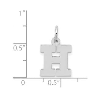 14K White Gold Small Block Initial H Charm