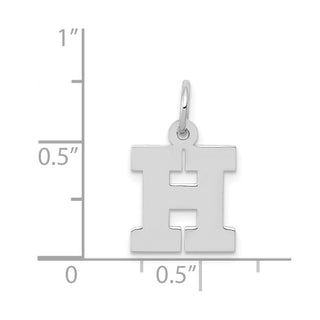 14K White Gold Small Block Initial H Charm