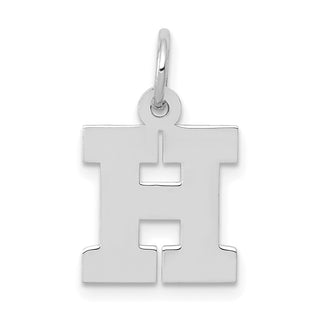 14K White Gold Small Block Initial H Charm