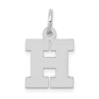 14K White Gold Small Block Initial H Charm