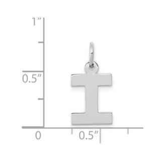 14K White Gold Small Block Initial I Charm