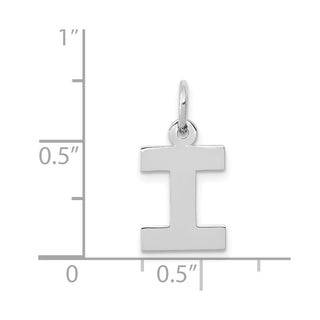 14K White Gold Small Block Initial I Charm